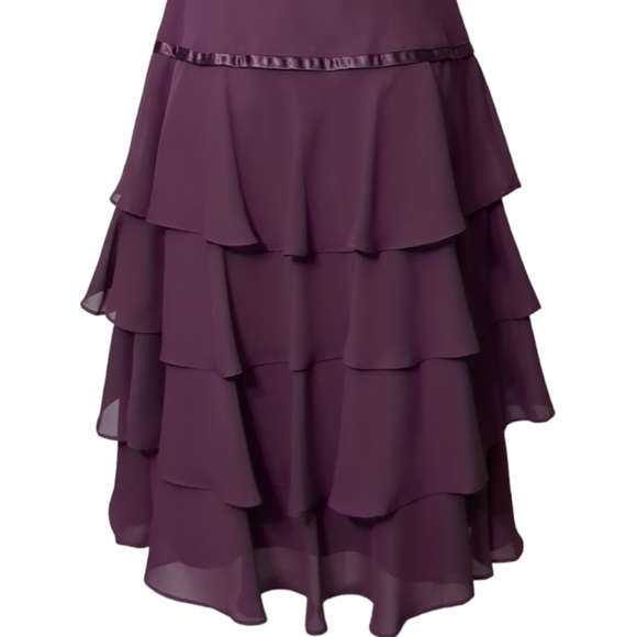 Tradition petite 14p 100% polyester midi layered dress purple - Picture 3 of 13